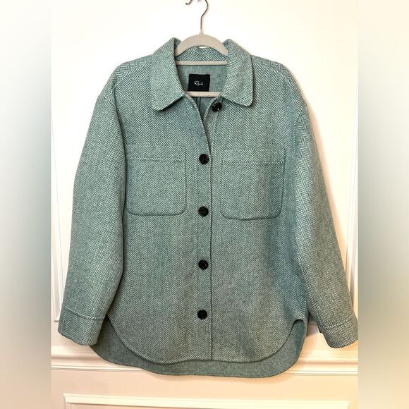 Rails Connie Wool Blend Shirt Jacket Shacket in Kelly Herringbone Size Large NWT - Picture 6 of 16